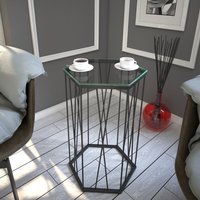 Cetrus Glass Top Side Table with Anthracite Metal Frame