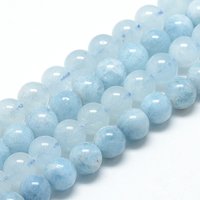 Chapelets de perles en aigue-marine naturelle, ronde, 6-7mm, Trou: 1mm, Environ 58-67 pcs/chapelet, 15.7 pouce