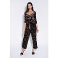 Cherokee Rose Bowl Print Velvet Jumpsuit