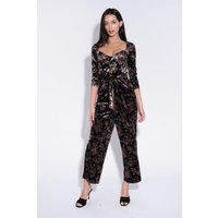 Cherokee Rose Bowl Print Velvet Jumpsuit