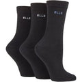 3 Pair Black Plain Comfort Cuff Cotton Socks with Hand Linked Toes Ladies 4-8 Ladies - Elle