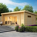Durano – Ruim houten tuinhuis met schuifdeuren van glas | Durano – Ruim modern tuinhuis