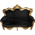 Casa Padrino Barock 2er Sofa Master Schwarz  / Gold mit Bling Bling Glitzersteinen