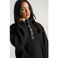 Funnel Neck Borg Sweatshirt, Negro