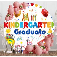 Round Cute Stationery Kindergarten Graduate Backdrop - Aperturee
