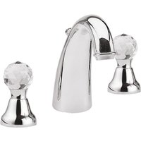 Luxus Waschtisch Armatur / Dreilochbatterie mit Swarovski Kristallglas Silber - Luxus QualitÃ¤t