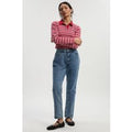 Vaqueros Mom Básicos De Tiro Alto Ajustados, Azul