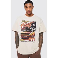 Camiseta Oversize Con Estampado De Volkswagen, Beige