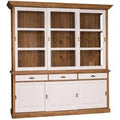 Casa Padrino Country Style Kitchen Cabinet Brown / Antique White 206 x 53 x H. 219 cm - 2 Piece Kitchen Cabinet with 6 Sliding Doors and 3 Drawers