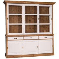 Casa Padrino Country Style Kitchen Cabinet Brown / Antique White 206 x 53 x H. 219 cm - 2 Piece Kitchen Cabinet with 6 Sliding Doors and 3 Drawers