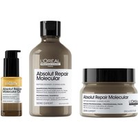 L'Oréal Professionnel Absolut Repair Molecular Shampoo 300ml, Hair Mask 250ml & Bi-Phase Hair Oil for Damaged Hair 30ml