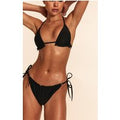 Black Frill Edge Ruched Back Bikini Bottoms