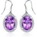 Sunset Glow Luxury 8.5ct Natural Amethyst Sterling Silver Oval Dangle Earrings