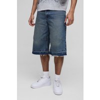 Pantalón Deportivo Largo Vaquero Vintage Con Lavado A La Piedra, Azul