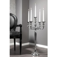 Casa Padrino Designer Kerzenhalter aus poliertem Aluminium Silber Shine Classic 5-armig HÃ¶he 80 cm - KerzenstÃ¤nder