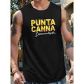 PUNTA CANA - Men's sleeveless tunic from the Dominican Republic - Brownish-brown geometric design