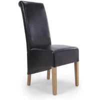 Krista Dining Chair - Set of 2 - Bonded Leather - Black - Roll Back