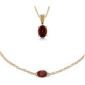 Classic Oval Garnet Single Stone Pendant & Bracelet Set in 9ct Yellow Gold