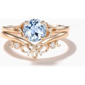 Round Cut Natural Aquamarine Engagement Ring Diamond Celtic Knot Bridal Set