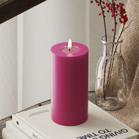 LED Blockljus Ø 7,5 x 15 cm Magenta