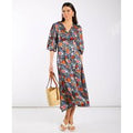 Multicoloured Floral Satin Midi Dress | Size: 8