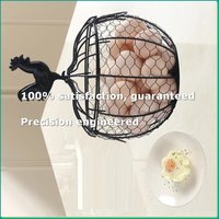 Wire Egg Basket for Gathering Fresh Eggs, Metal Chicken Egg Collecting Basket with Handle Egg Holder for Countertop A-A07G