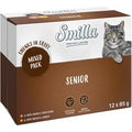 Smilla Senior Bocconcini in Salsa con Verdure in Busta umido gatto - 12 x 85 g Mix: 6xPollo e Carote + 6x Salmone e Fagiolini