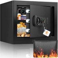 Compact Fireproof Safe with Digital Lock Removable Shelf for Cash Documents Medicine