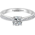 10K White Gold Diamond Custom Personalized Engraving & Couple Engagement Ring 3EX IGI Certified