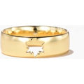 6mm Solid Gold Wedding Ring Unique Leaf Hollow Yellow Gold Men Band