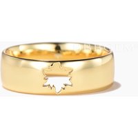 6mm Solid Gold Wedding Ring Unique Leaf Hollow Yellow Gold Men Band