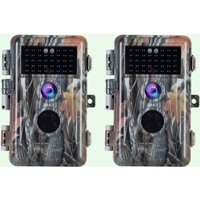 2 tlg. Wildkamera 64MP 1296p mit Bewegungsmelder Nachtsicht Maximale Entfernung bis 75Füße, 0,3s Trigger Geschwindigkeit , IP66 Wasserdichter| A252