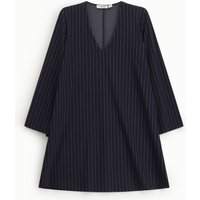 Kurzes Kleid mit Streifen, V-Ausschnitt und langen Ärmeln