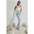 Vintage Wash Seam Detail Long Leg Straight Jeans