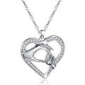 Heart-Shaped Crystal Pendant Silver Necklace - Adjustable Rhodium-Plated Chain, Lightweight, Gift for Her | Wowcher