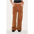 Deep Tan Faux Suede Mid Rise Straight Leg Trousers