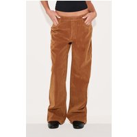 Deep Tan Faux Suede Mid Rise Straight Leg Trousers