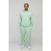 Oversized Boxy Hood Applique Tracksuit, Verde