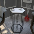 Cetrus White Wooden Top Side Table with Black Metal Frame