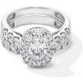 14K White Gold 2.25 to 4.75 CT.T.W. Oval Lab Created Diamond Frame Wedding Ring D VVS1 3EX IGI Certified