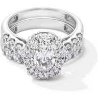 14K White Gold 2.25 to 4.75 CT.T.W. Oval Lab Created Diamond Frame Wedding Ring D VVS1 3EX IGI Certified