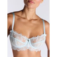 Boux Avenue Naomi sheer lace balconette bra - Duck Egg - 36D
