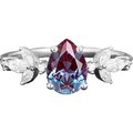 Sterling Silver Pear Alexandrite With Moissanite Ring