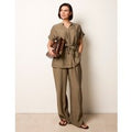 Two Piece Belted Co-Ord Set - M / KHAKI