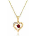 Classic Heart Ruby & Diamond Heart Pendant in 9ct Yellow Gold