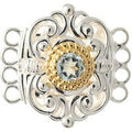 Schließe für Kropfkette 925 Silber Trachtenschmuck hellblau