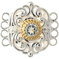 Schließe für Kropfkette 925 Silber Trachtenschmuck hellblau
