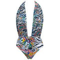 ACQUADICOCCO maillot de bain 1 pièce dos nu sans armatures Paisley Zebra