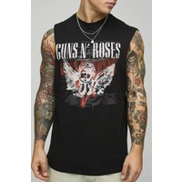 Camiseta Sin Mangas Oversize Con Sisa Ancha Y Estampado De Guns N Roses, Negro