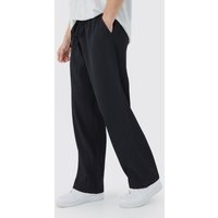 Pantalón Tall Plisado Holgado Con Cintura Elástica, Negro